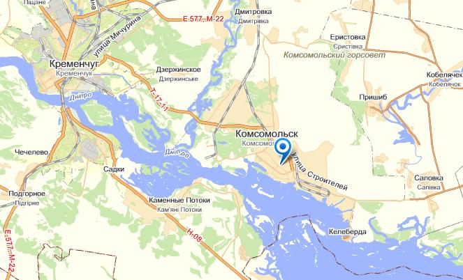Комсомольск на карте