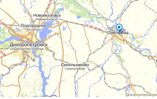 Павлоград на карте