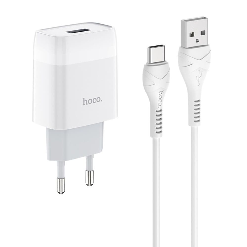 Сетевое зарядное устройство Hoco C72A, 1 USB, 2.1 А, 10.5 Вт, Type-C, белое