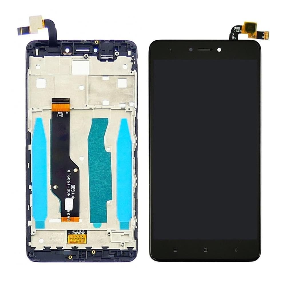 Дисплей Xiaomi Redmi Note 4X, черный | с тачскрином | с передней панелью | High Copy | дисплейный модуль, экран