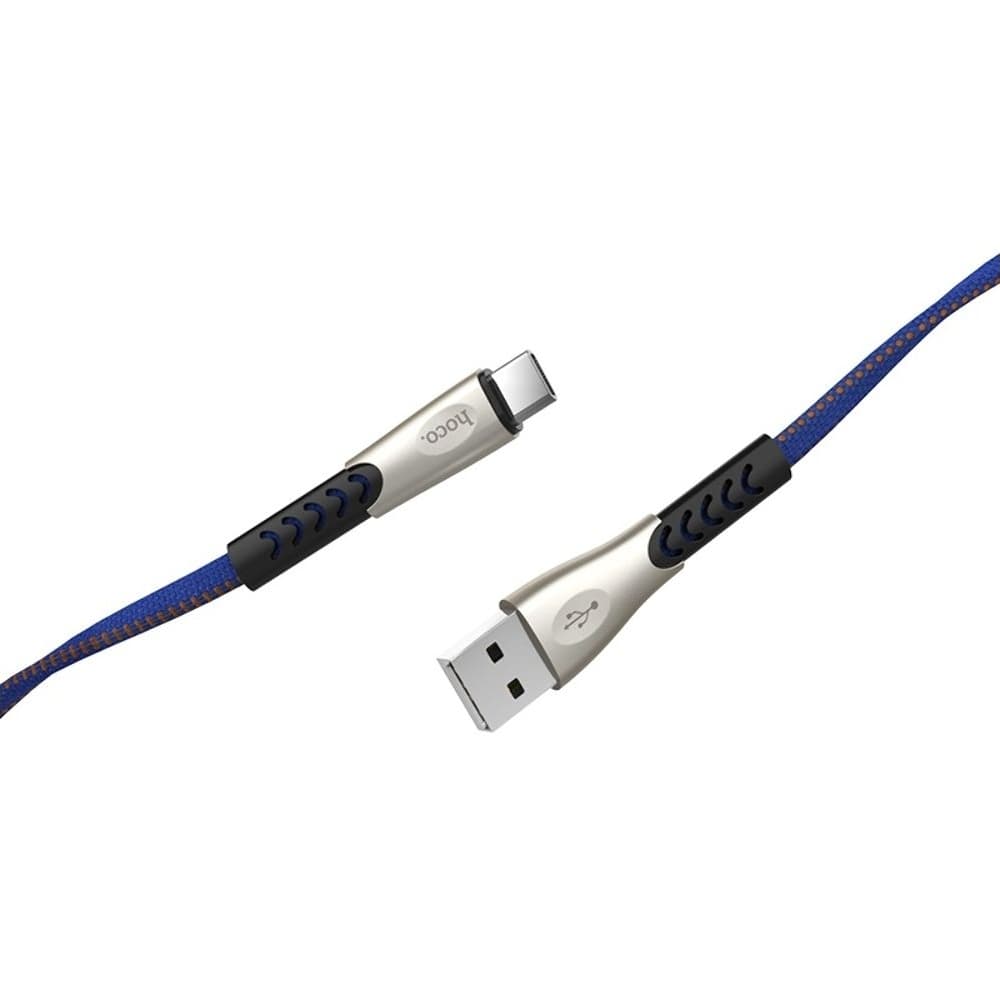 USB-кабель Hoco U48, Type-C, 120 см, плоский, в нейлоновой оплетке, 2.4 А, синий