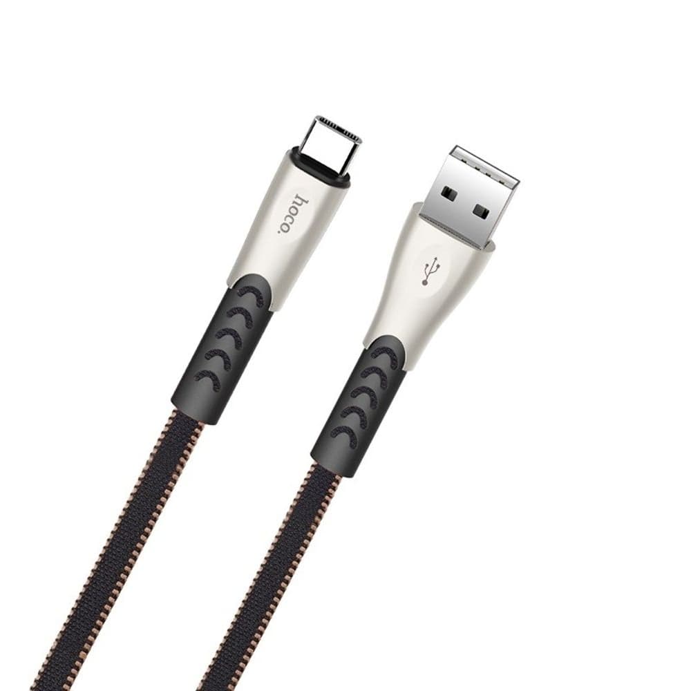 USB-кабель Hoco U48, Type-C, 120 см, плоский, в нейлоновой оплетке, 2.4 А, черный