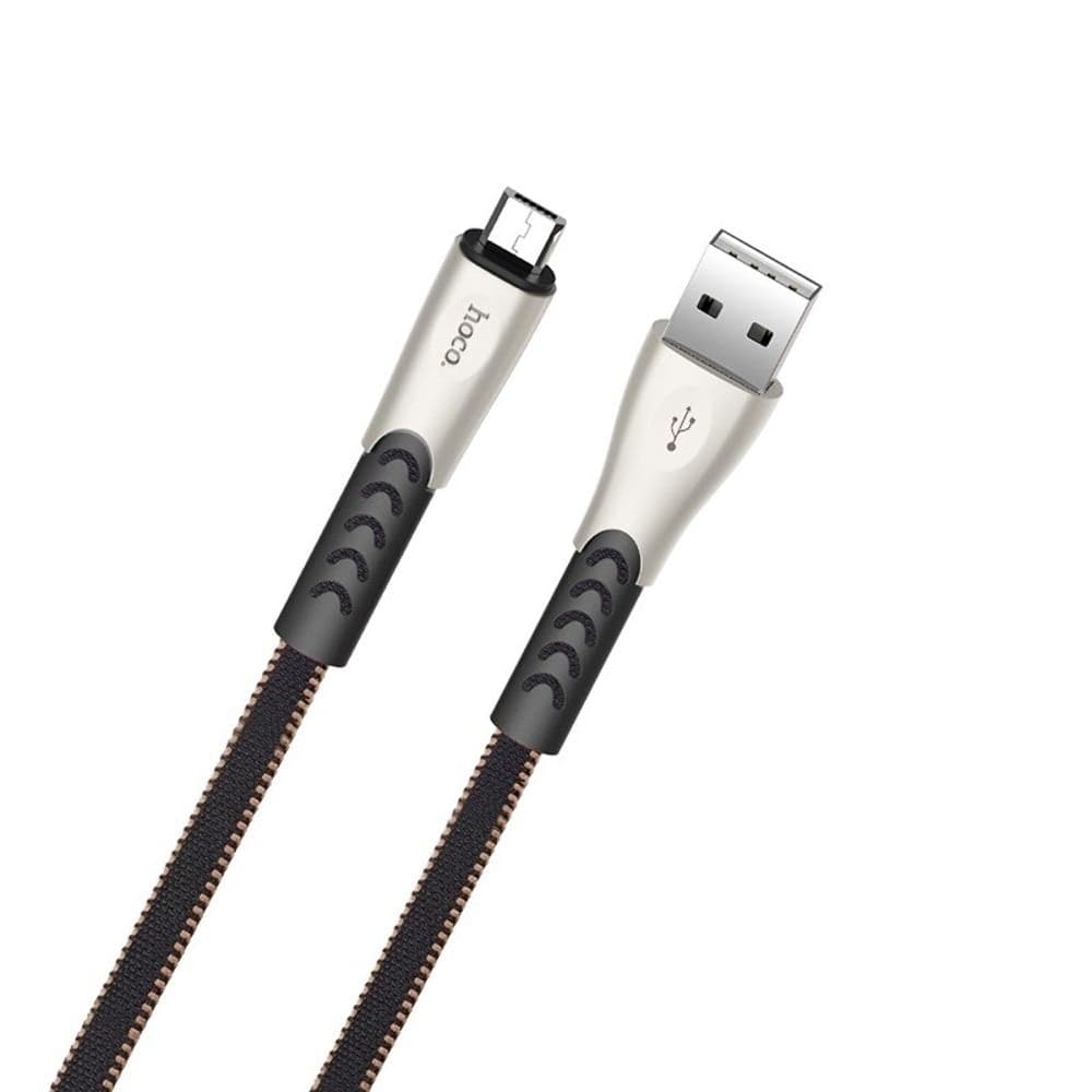 USB-кабель Hoco U48, Micro-USB, 120 см, плоский, в нейлоновой оплетке, 2.4 А, черный