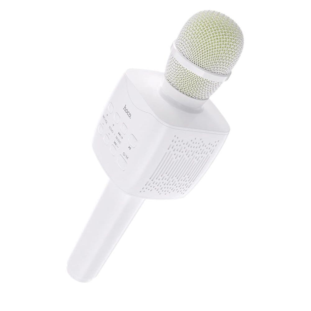 Микрофон караоке Hoco BK5, беспроводный, со встроенной колонкой, белый