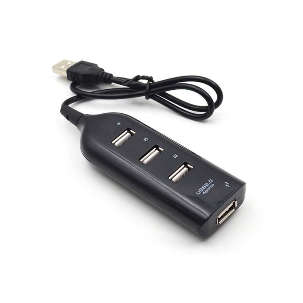 Мультиадаптер USB на 4 USB 2.0 (F), 100 см, черный | USB-хаб
