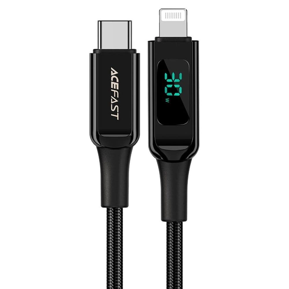 USB-кабель Acefast C6-01, с дисплеем, Type-C на Lightning, Power Delivery (30 Вт), 120 см, черный