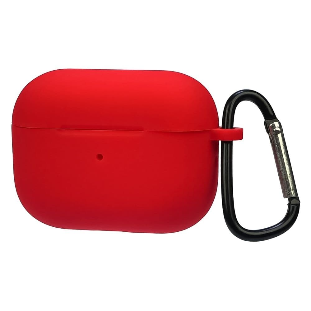 Чехол силиконовый с карабином Apple AirPods Pro 2, красный, Люкс