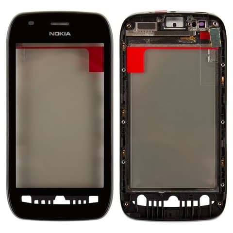 Тачскрин Nokia Lumia 710, черный, с передней панелью | Original (PRC) | сенсорное стекло, экран