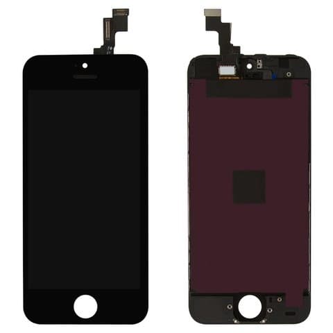 Дисплей Apple iPhone 5S, Apple iPhone SE, черный | с тачскрином | Original (реновация) | дисплейный модуль, экран, монитор