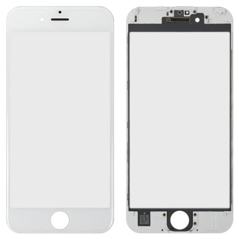 Стекло дисплея Apple iPhone 6S, белое, с рамкой, с OCA-пленкой | стекло тачскрина