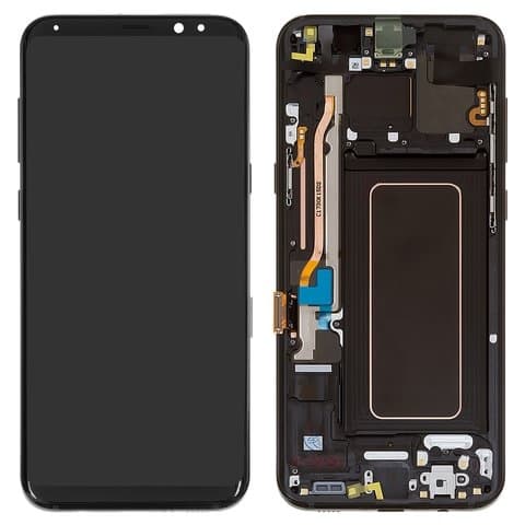 Дисплей Samsung SM-G955 Galaxy S8 Plus, черный | с тачскрином | с передней панелью | Original (PRC), SUPER AMOLED, Midnight Black | дисплейный модуль, экран
