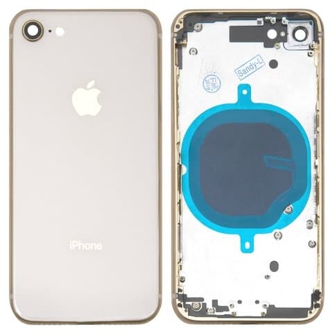 Корпус Apple iPhone 8, золотистый, с держателем SIM-карты, с боковой кнопкой