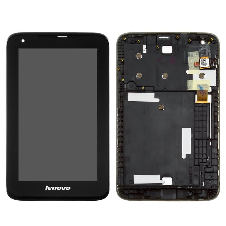 Дисплей Lenovo IdeaTab A1000L, черный | с тачскрином | с передней панелью | Original (PRC) | дисплейный модуль, экран