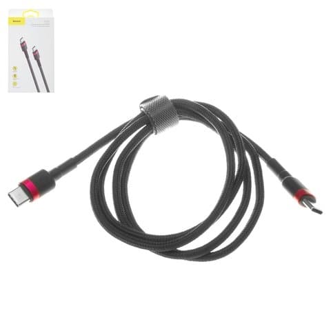 USB-кабель Baseus, Type-C на Type-C, 100 см, в нейлоновой оплетке, 3.0 А, черный, красный, CATKLF-B91