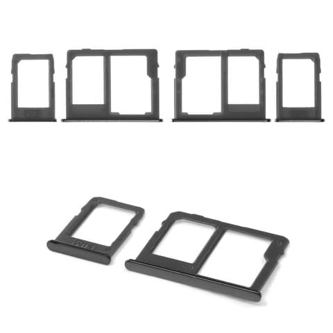 Держатель (лоток) SIM-карты Samsung SM-J415 Galaxy J4 Plus, черный, комплект 2 шт, с держателем карты памяти (MMC), Original (PRC)