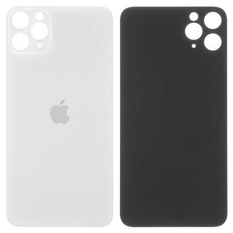 Задняя крышка Apple iPhone 11 Pro Max, серебристая, белая, Matte Silver, нужно снимать стекло камеры, small hole, Original (PRC) | корпус, панель аккумулятора, АКБ, батареи