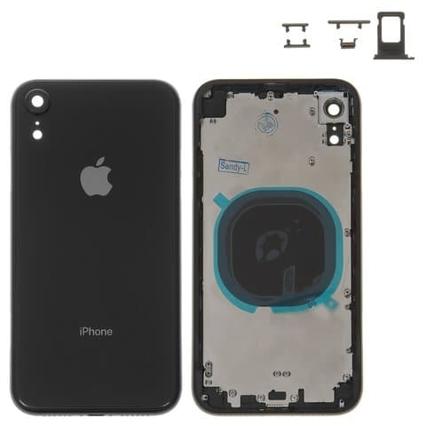 Корпус Apple iPhone XR, черный, с держателем SIM-карты, с боковыми кнопками