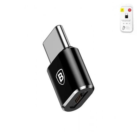 OTG-переходник Baseus, Micro-USB на Type-C, черный, 2.4 А, #CAMOTG-01