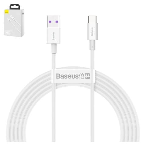 USB-кабель Baseus Superior, Type-C, 200 см, силиконовый, белый, 66 Вт, #CATYS-A02