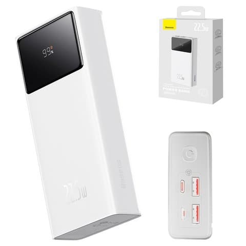 Power bank Baseus Star-Lord Digital, 20000 mAh, с USB кабелем тип-C, белый, Fast Charge, 22,5 Вт, #PPXJ060002