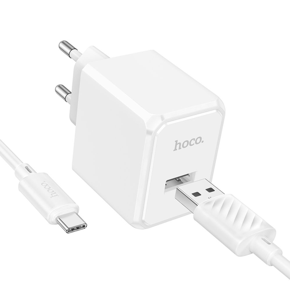Сетевое зарядное устройство Hoco CS11A, USB, белое, с кабелем USB на Type-C