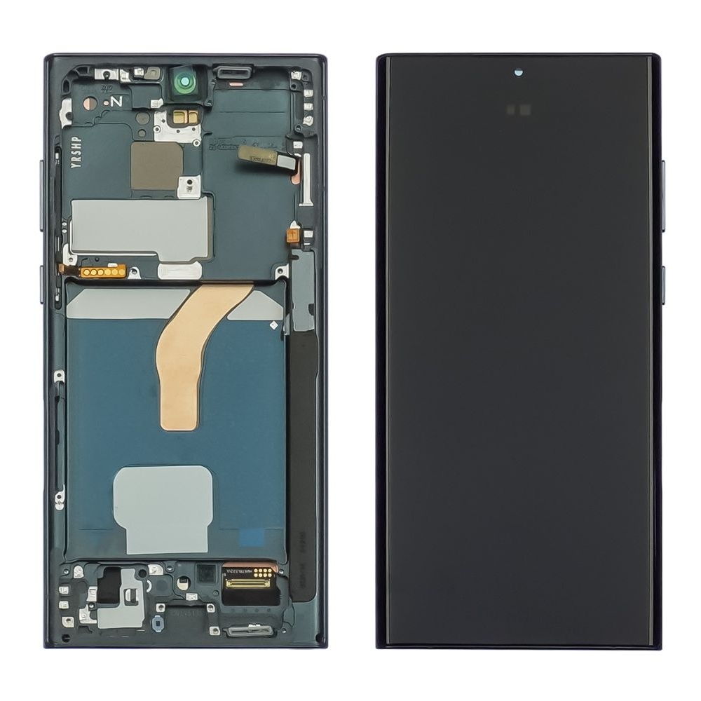 Дисплей Samsung SM-S908 Galaxy S22 Ultra, зеленый | с тачскрином | с передней панелью | High Copy, OLED | дисплейный модуль, экран