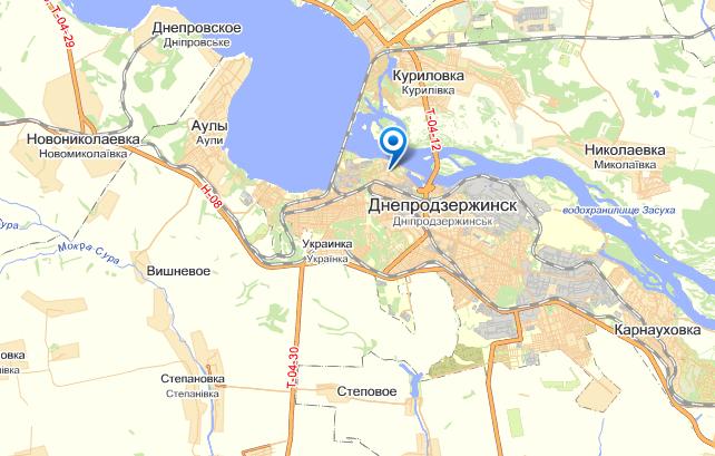 Днепродзержинск на карте
