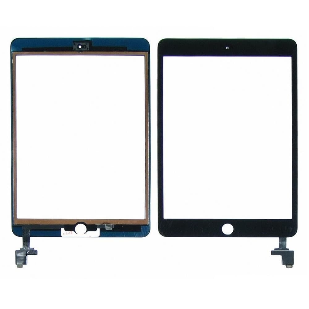 Тачскрин Apple iPad Mini 3 Retina, A1599, A1600, черный, Original (PRC) | со шлейфом под установку (не нужно паять!), с кнопкой HOME | сенсорное стекло, экран