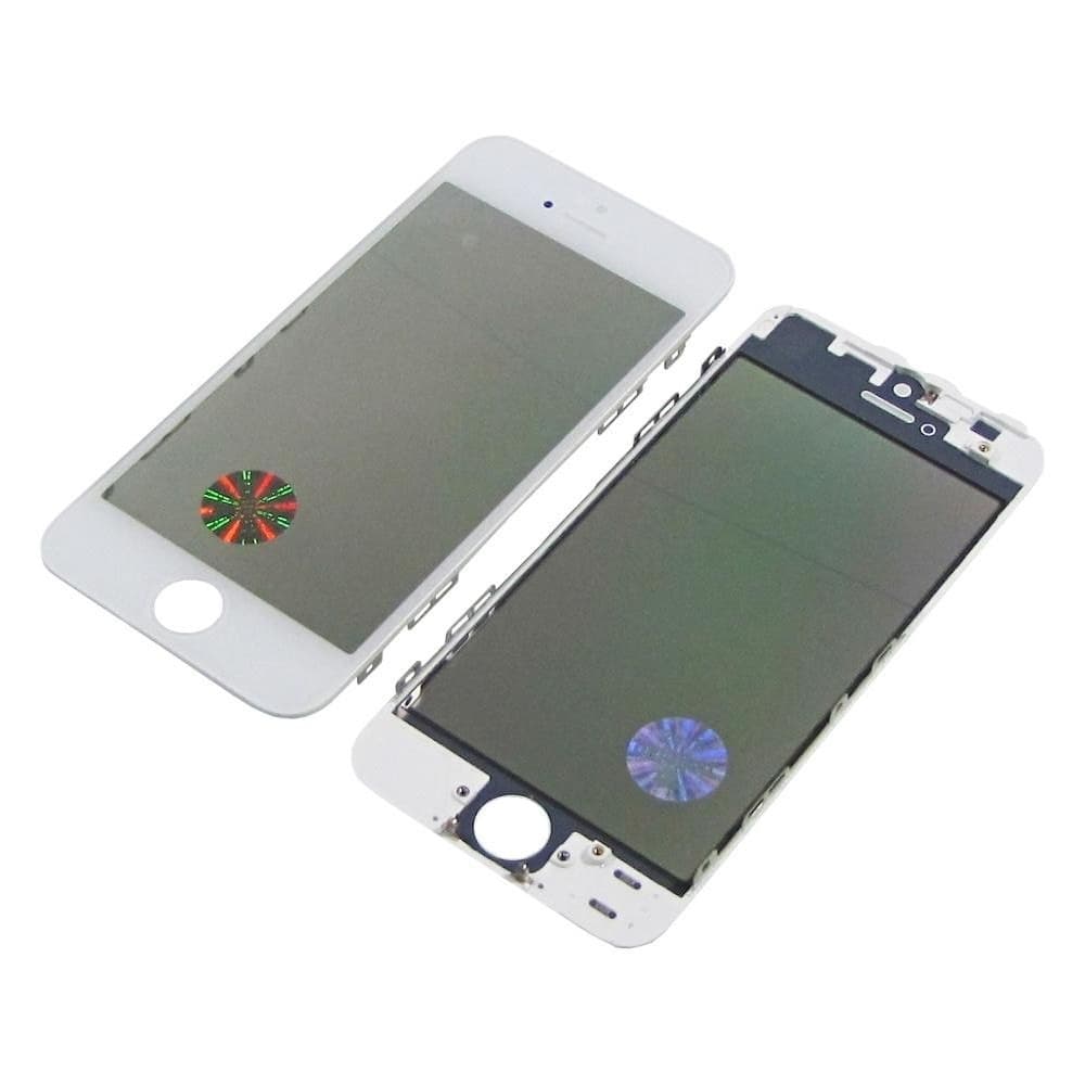 Стекло дисплея Apple iPhone 5S, iPhone SE, белое, с рамкой, с OCA-пленкой, с поляризационной пленкой | стекло тачскрина