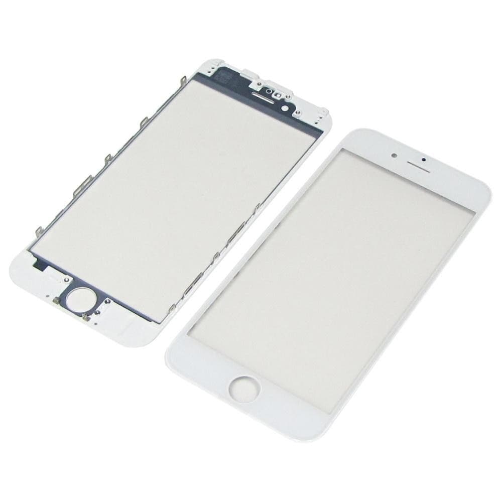 Стекло дисплея Apple iPhone 6, белое, с рамкой, с OCA-пленкой, High Copy | стекло тачскрина