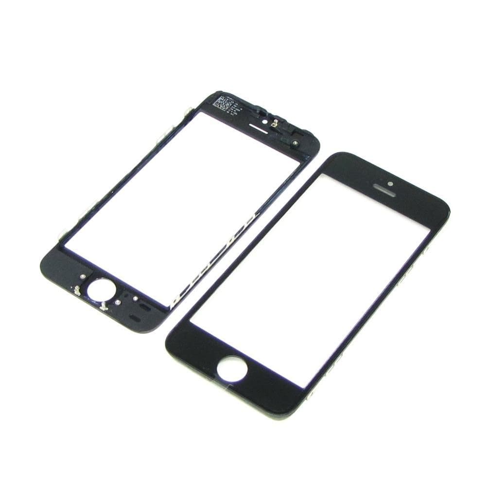 Стекло дисплея Apple iPhone 5, черное, с OCA-пленкой, с рамкой, с OCA-пленкой, High Copy | стекло тачскрина