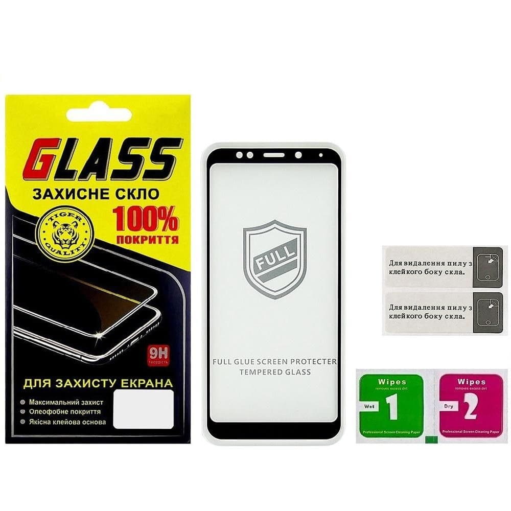 Закаленное защитное стекло Xiaomi Redmi 5 Plus, MEG7, черное, Люкс, 0.25 мм, 2.5D, Full Glue (клей по всей площади стекла), совместимо с чехлом