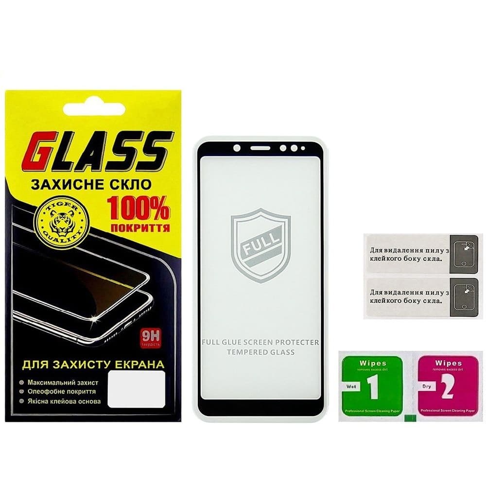 Закаленное защитное стекло Xiaomi Redmi Note 5, Redmi Note 5 Pro, черное, Люкс, 0.25 мм, 2.5D, Full Glue (клей по всей площади стекла), совместимо с чехлом