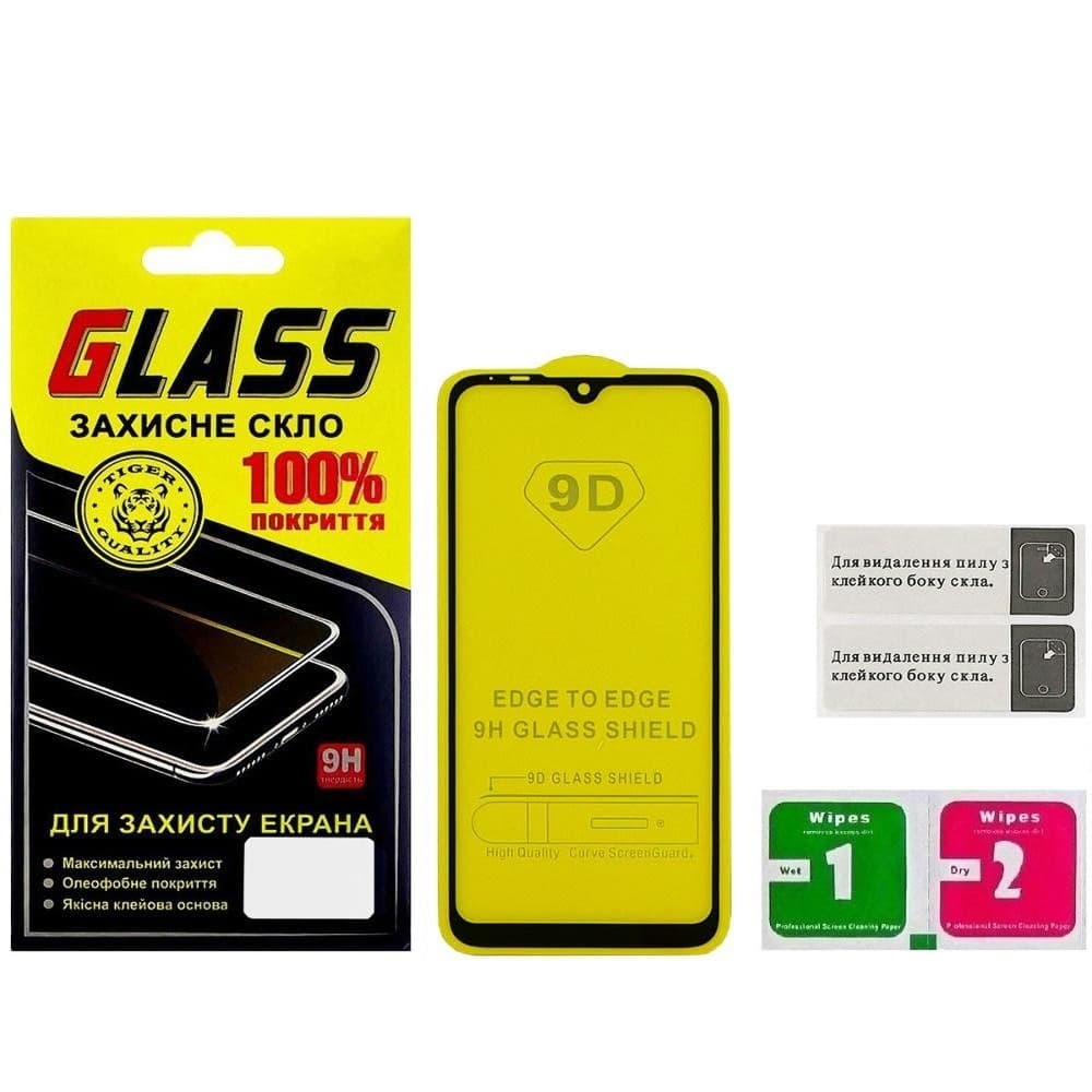 Закаленное защитное стекло Xiaomi Mi A3, M1906F9SH, M1906F9SI, черное, 0.3 мм, 2.5D, Full Glue (клей по всей площади стекла), совместимо с чехлом