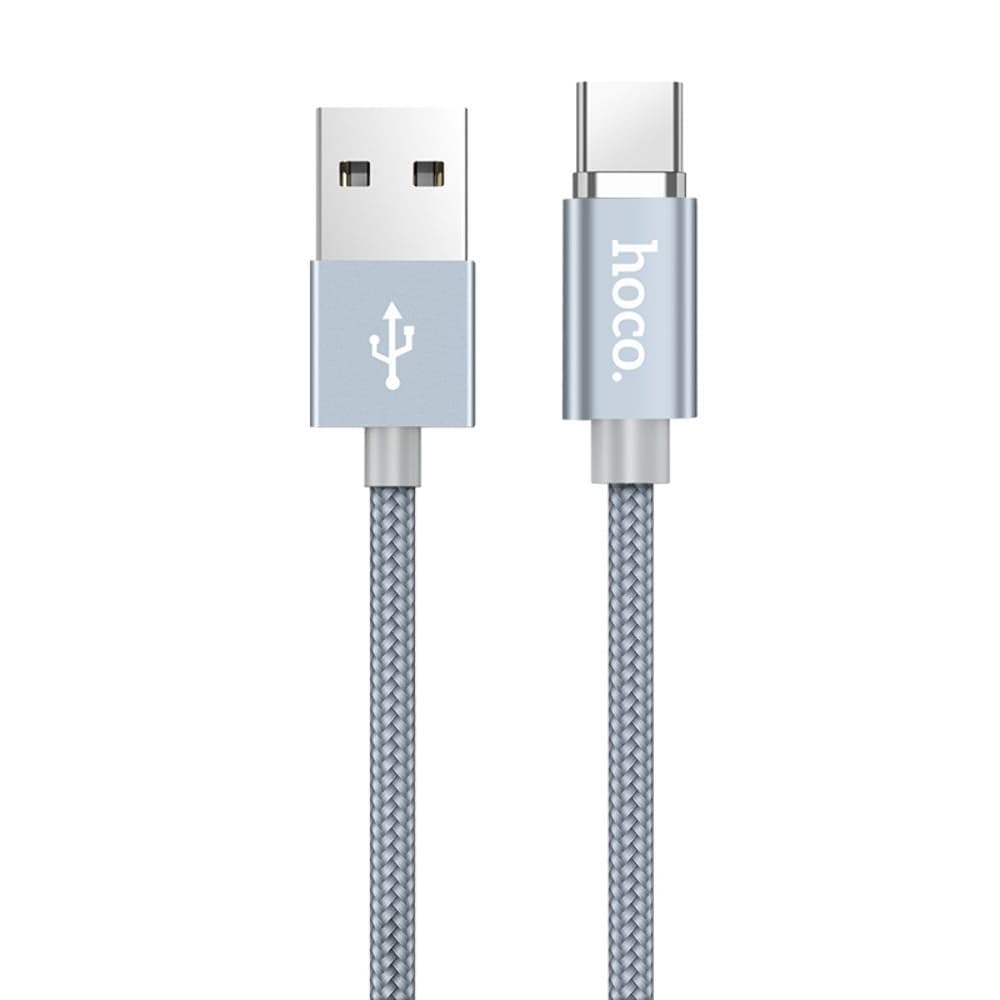 USB-кабель Hoco U40A, Type-C, 100 см, магнитный, в нейлоновой оплетке, 2.0 А, сірий