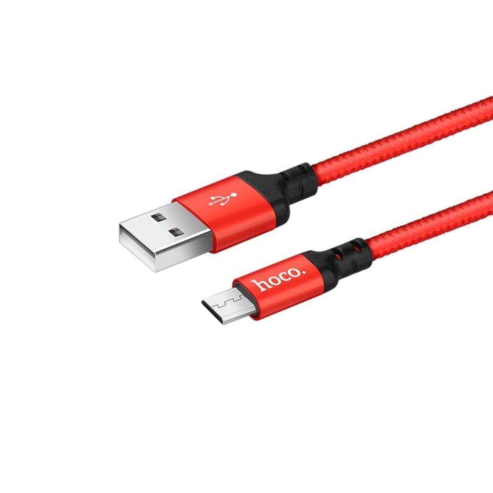 USB-кабель Hoco X14, Micro-USB, 100 см, в нейлоновой оплетке, 2.4 А, красный