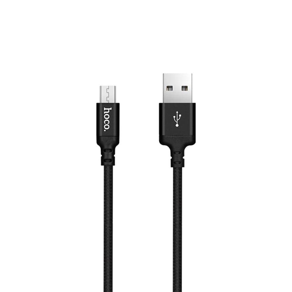 USB-кабель Hoco X14, Micro-USB, 100 см, в нейлоновой оплетке, 2.4 А, чорний