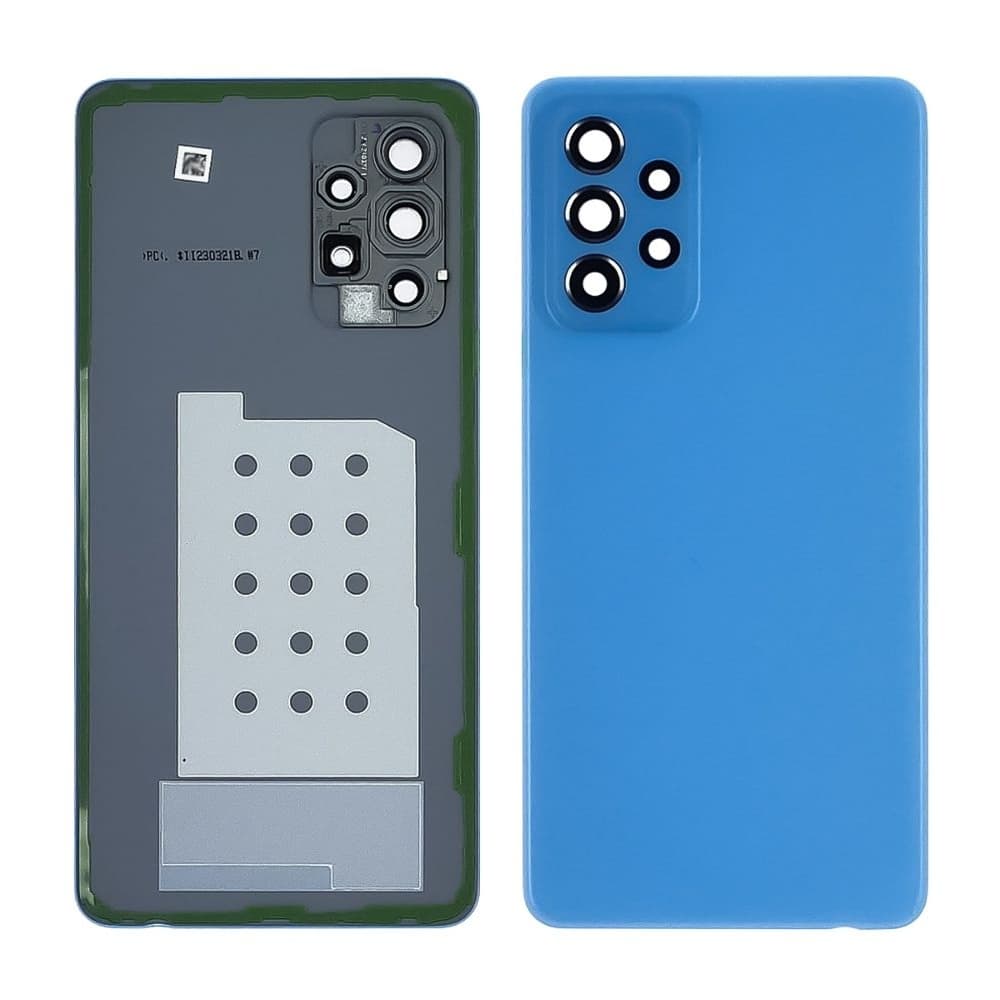 Задняя крышка Samsung SM-A525 Galaxy A52, синяя, голубая, Awesome Blue, со стеклом камеры, Original (PRC) | корпус, панель аккумулятора, АКБ, батареи