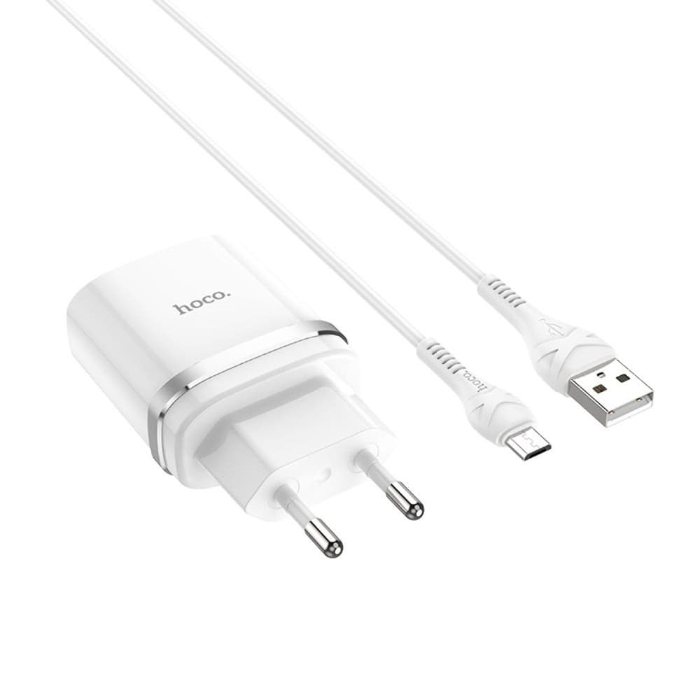 Сетевое зарядное устройство Hoco C12Q, 1 USB, 3.0 А, 18 Вт, Quick Charge 3.0, Micro-USB, белое