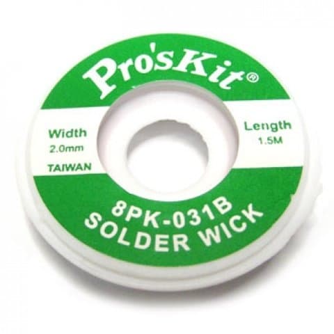 Лента-оплетка ProsKit 8PK-031B, для выпайки припоя, медная, ширина 2.0 мм, длина 1.5 м | очиститель припоя