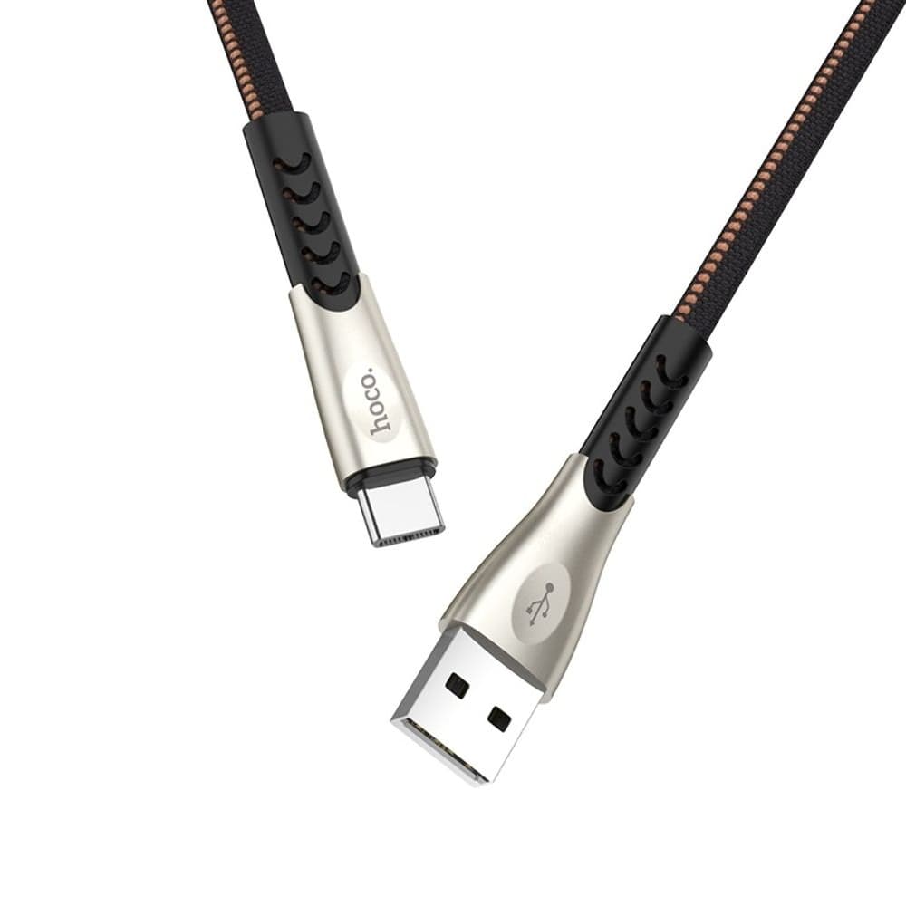 USB-кабель Hoco U48, Type-C, 120 см, плоский, в нейлоновой оплетке, 2.4 А, черный