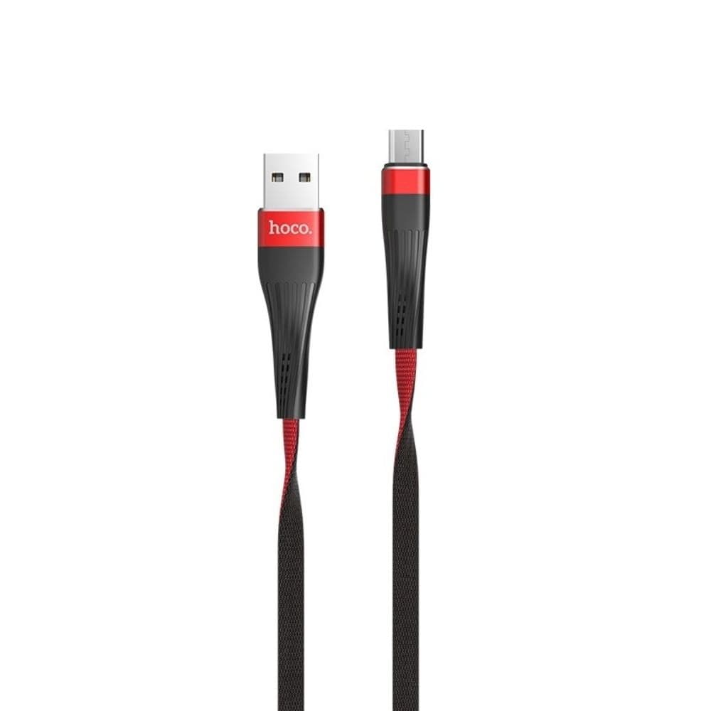USB-кабель Hoco U39, Micro-USB, 120 см, плоский, в нейлоновой оплетке, 2.4 А, чорний