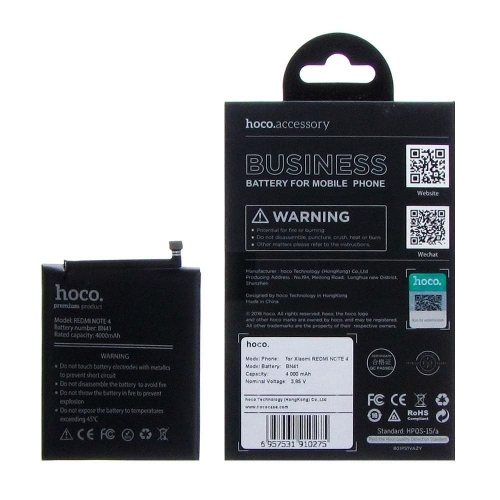 Аккумулятор Xiaomi Redmi Note 4, BN41, Hoco | 3-12 мес. гарантии | АКБ, батарея