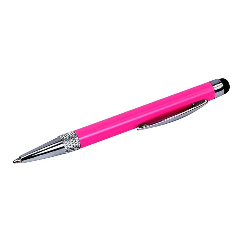 Стилус емкостный, с выдвижной шариковой ручкой, металлический, розовый