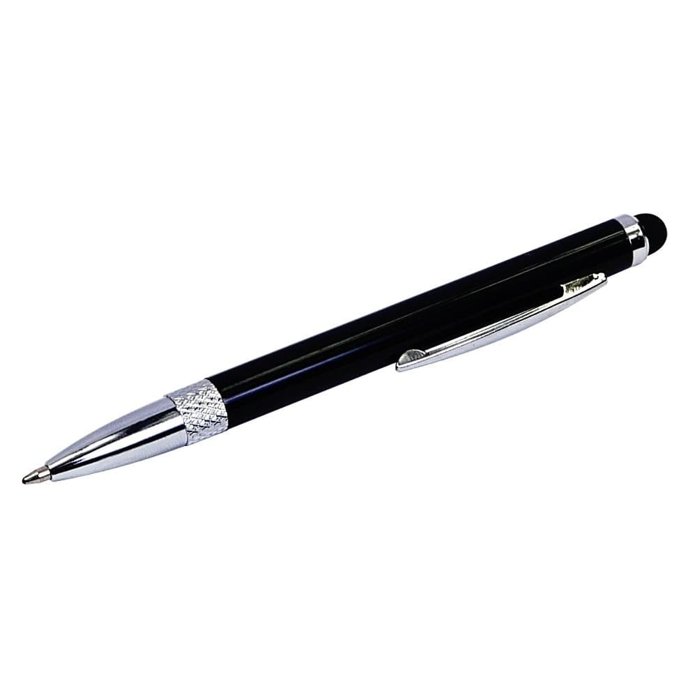 Стилус емкостный, с выдвижной шариковой ручкой, металлический, черный