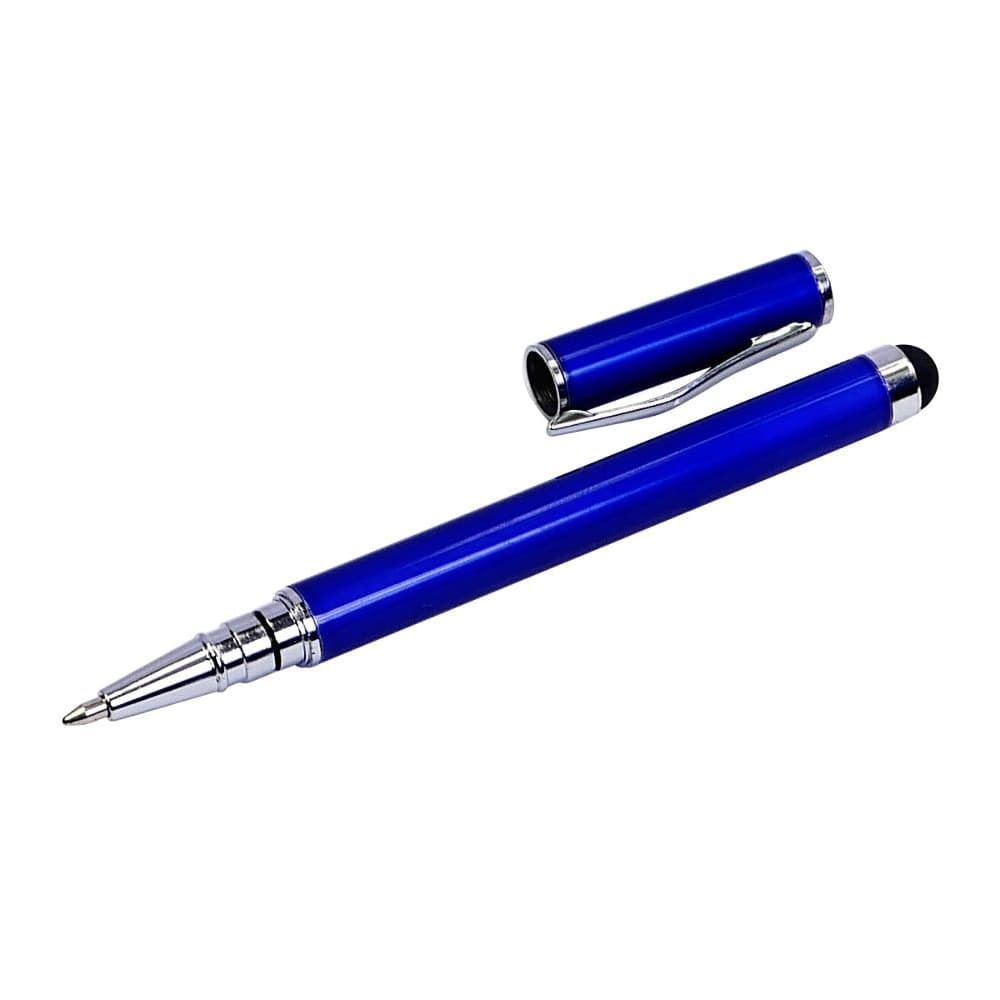 Стилус емкостный, с шариковой ручкой, металлический, синій