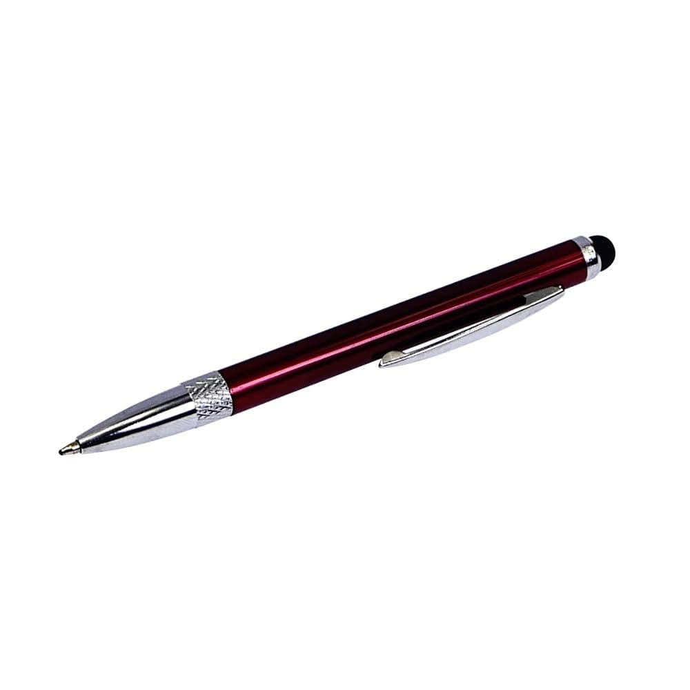 Стилус емкостный, с выдвижной шариковой ручкой, металлический, бордовый