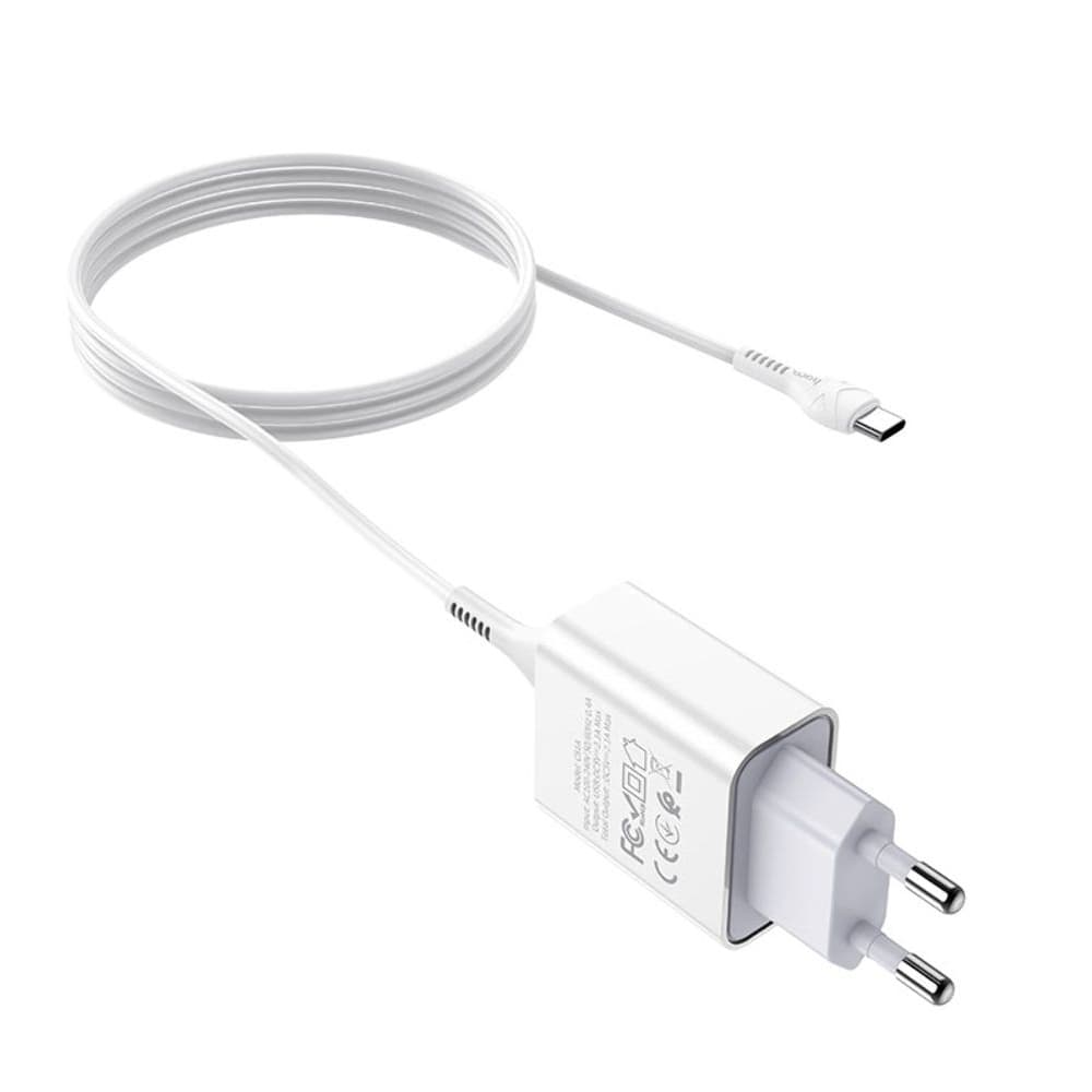 Сетевое зарядное устройство Hoco C81A, 1 USB, Type-C, 2.1 А, белое