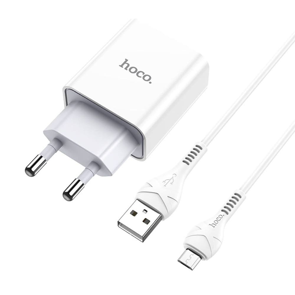 Сетевое зарядное устройство Hoco C81A, 1 USB, Micro-USB, 2.1 А, белое