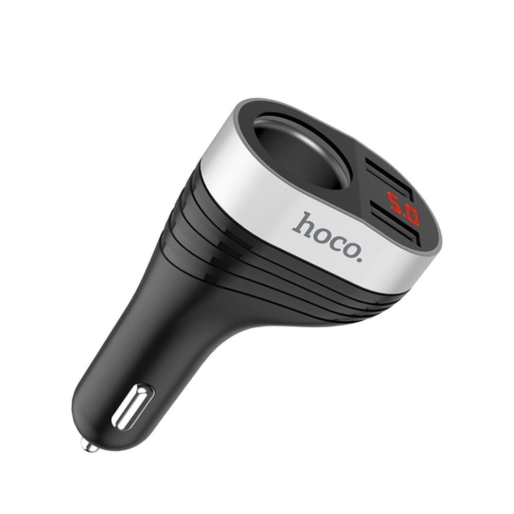 Автомобильное зарядное устройство Hoco Z29, 2 USB, 3.1 А, черное, с дисплеем и гнездом прикуривателя